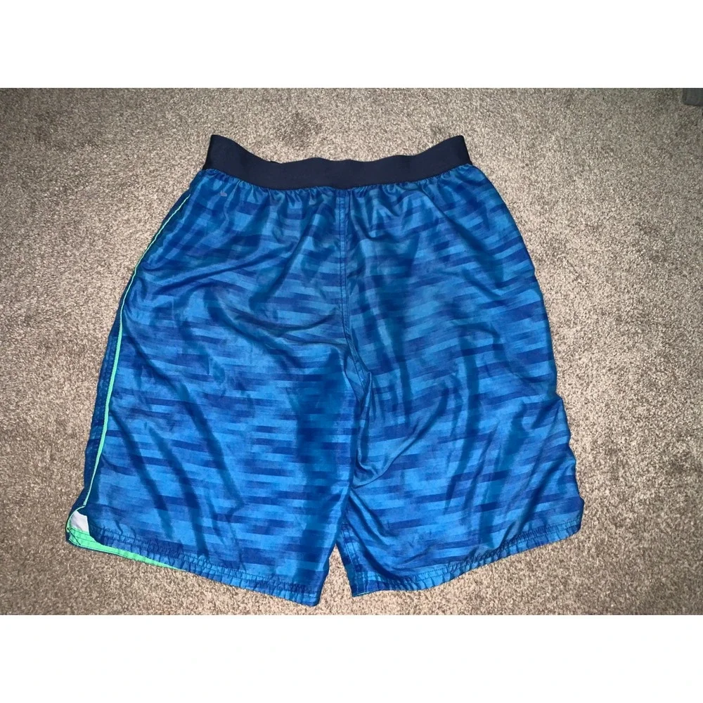Nike Mens Blue Striped Swim Trunks Board Shorts Size Large